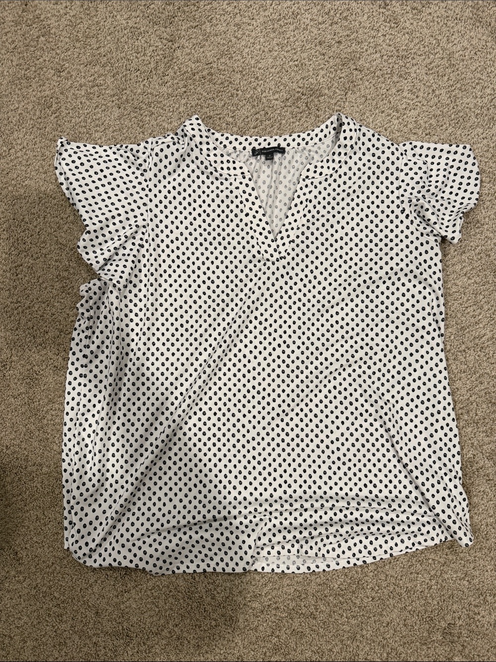 White Polka Dot Flutter Sleeve Top 1X
